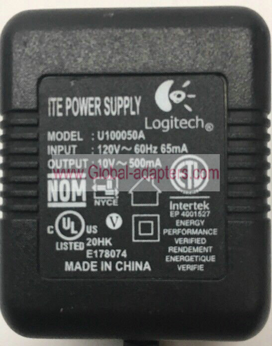 Brand New 10V DC 500mA AC Adapter For Logitech U100050A ITE Power Supply Cord Wall Charger
